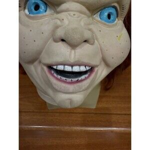 Child's Play 2 Evil Chucky Good Guy Halloween Mask Scary Prop Hair Sneering